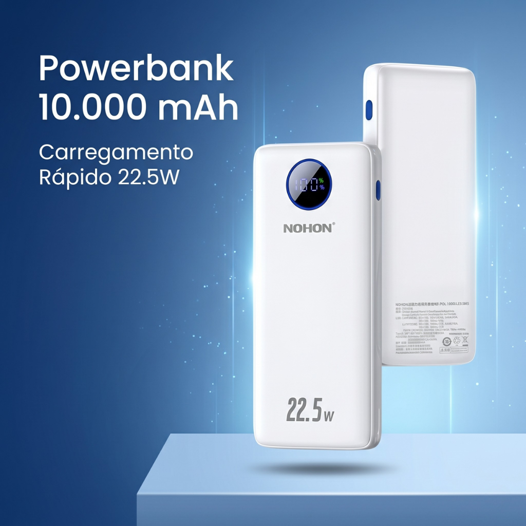 Powerbank Nohon 10.000 mAh (iPhone, Samsung, Xiaomi)